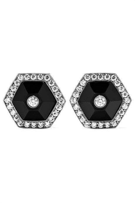 Collection 18-karat white gold, jade and diamond earrings