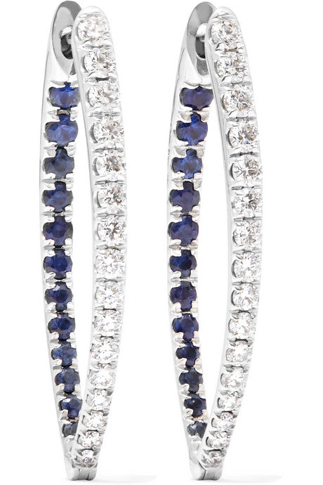 Christina 18-karat white gold, diamond and sapphire earring