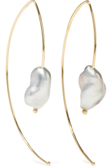 Open Marquis 14-karat gold pearl earrings