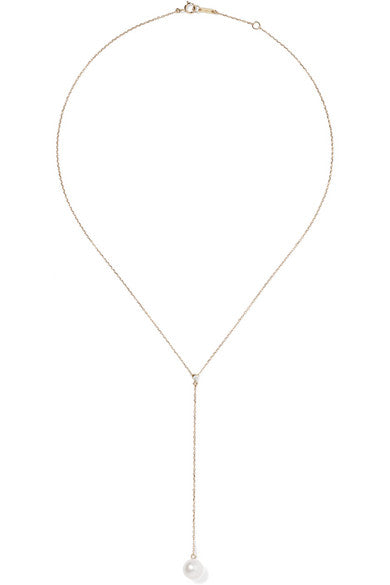 14-karat gold, pearl and diamond necklace