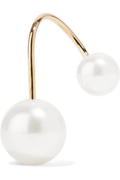 Petite Elipse Nouveau 14-karat gold pearl earring