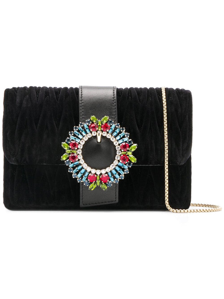 embellished buckle quilted bag