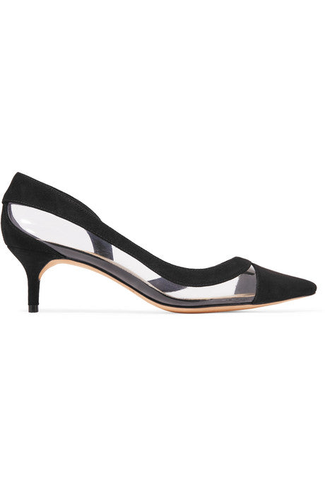 Wavee two-tone PVC and suede pumps