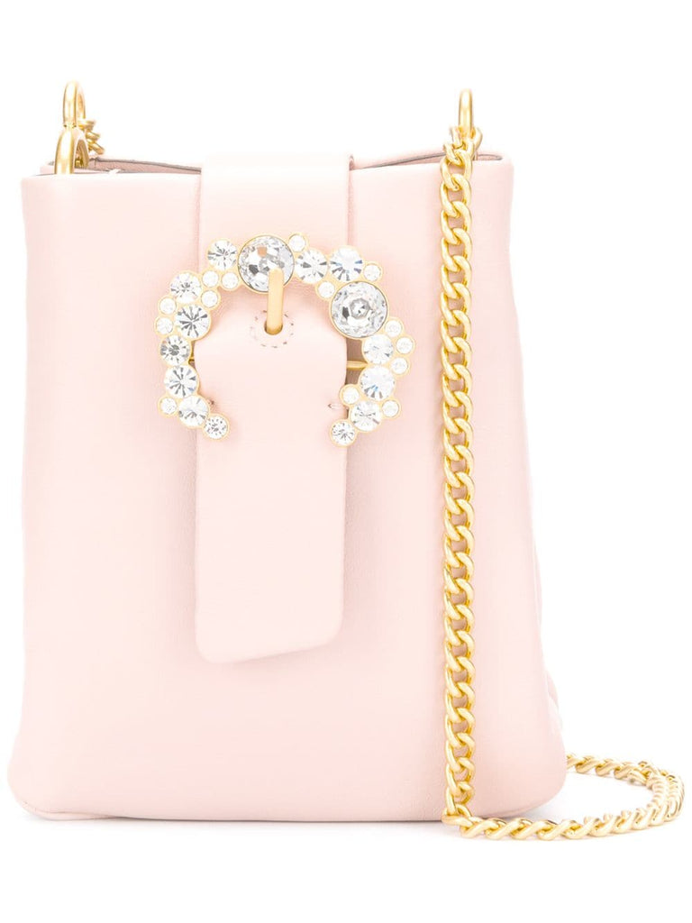 embellished buckle crossbody bag