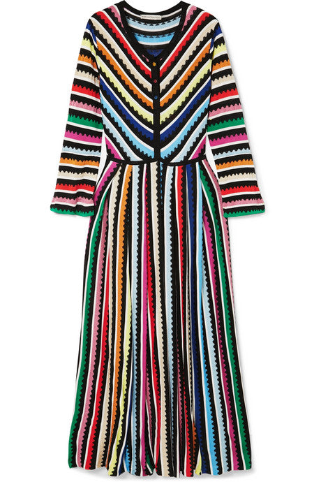 Maya striped crochet-knit maxi dress