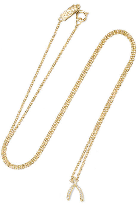 Wishbone 18-karat gold diamond necklace