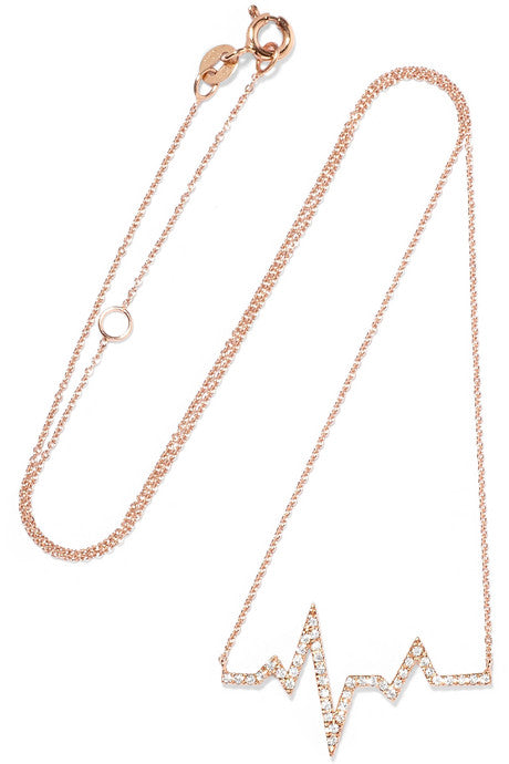 Heartbeat 18-karat rose gold diamond necklace