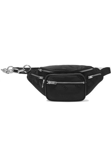 Attica leather-trimmed shell-jacquard belt bag