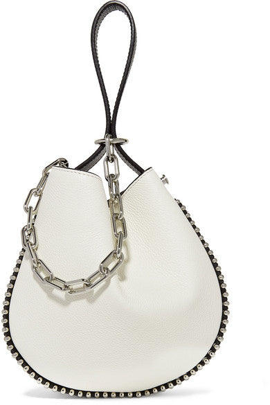 Roxy studded two-tone textured-leather bucket bag