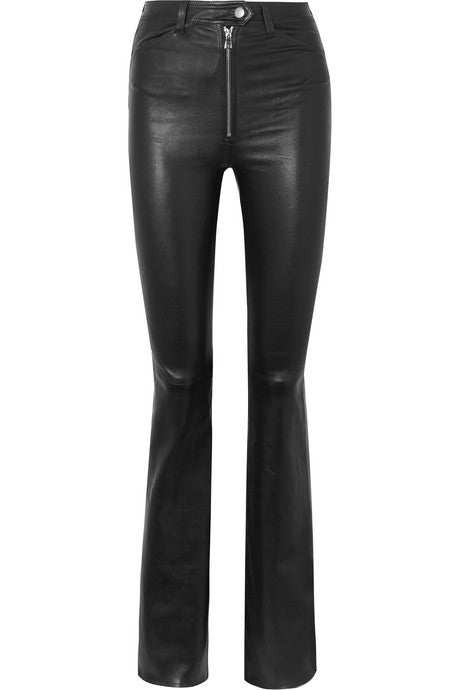 Leather flared pants