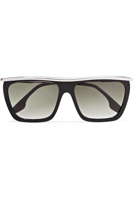 D-frame acetate and silver-tone sunglasses