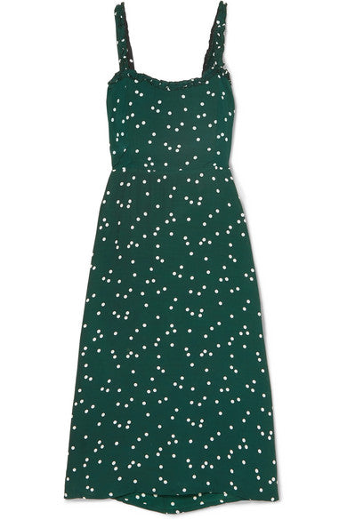 Gizele cutout polka-dot crepe midi dress