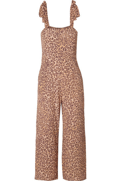 Elsa cropped leopard-print crepe jumpsuit