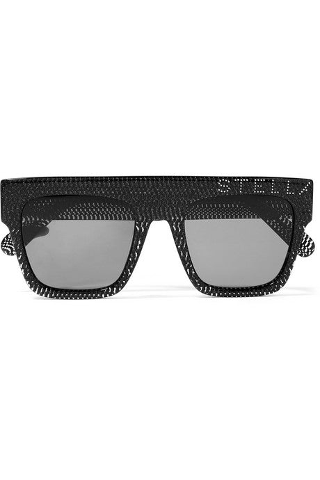 Crystal-embellished D-frame glittered acetate sunglasses