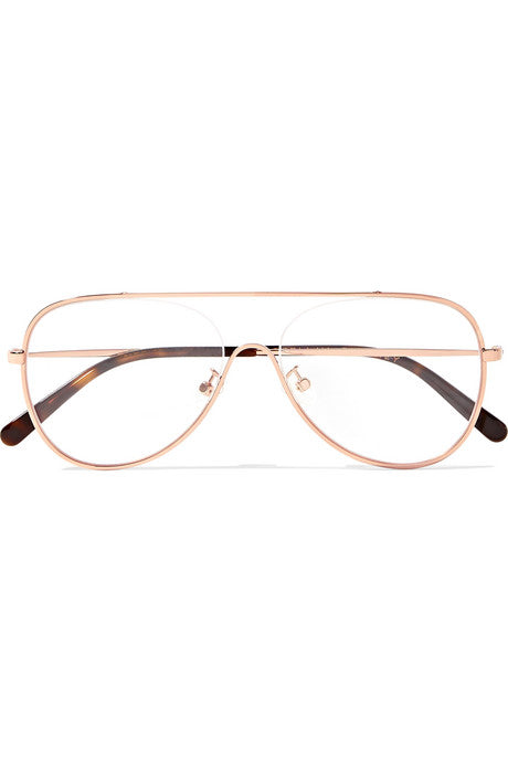 Aviator-style rose gold-tone optical glasses