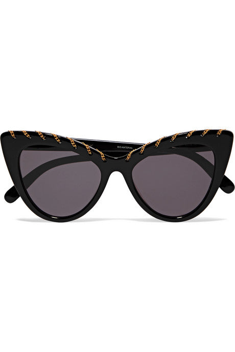 Chain-embellished cat-eye acetate sunglasses