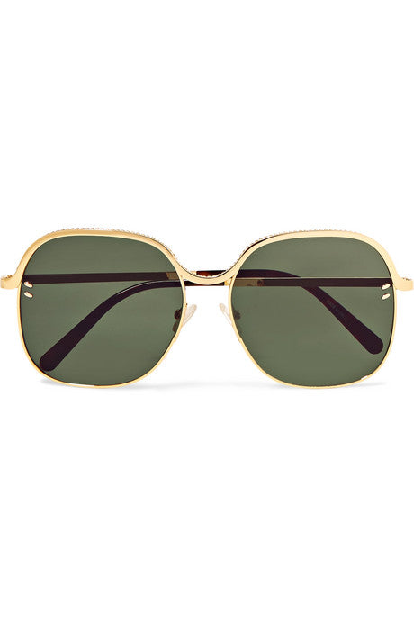 Square-frame gold-tone and acetate sunglasses