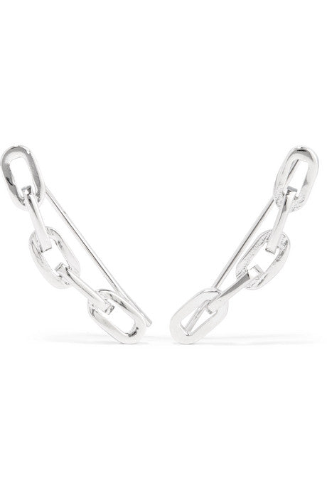 Chain Link silver and rhodium-plated earrings