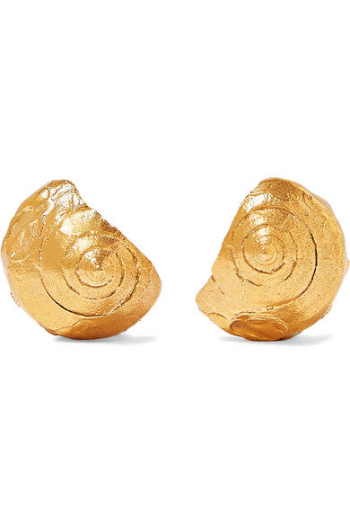 The Floating Questions Shell gold-plated earrings