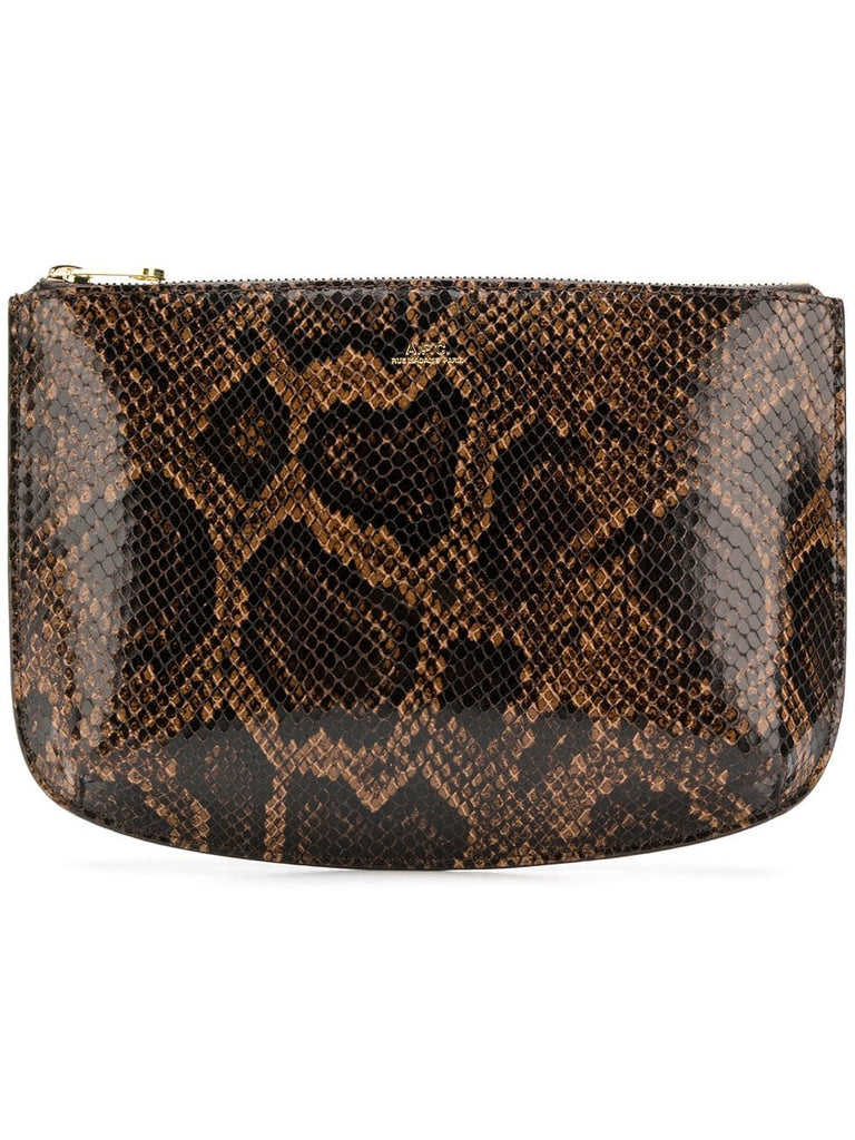 snakeskin printed clutch