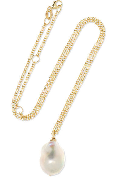 Baroque 9-karat gold pearl necklace