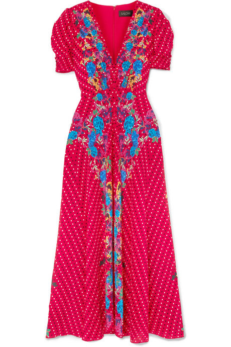 Lea printed silk crepe de chine midi dress