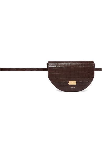 Anna croc-effect leather belt bag