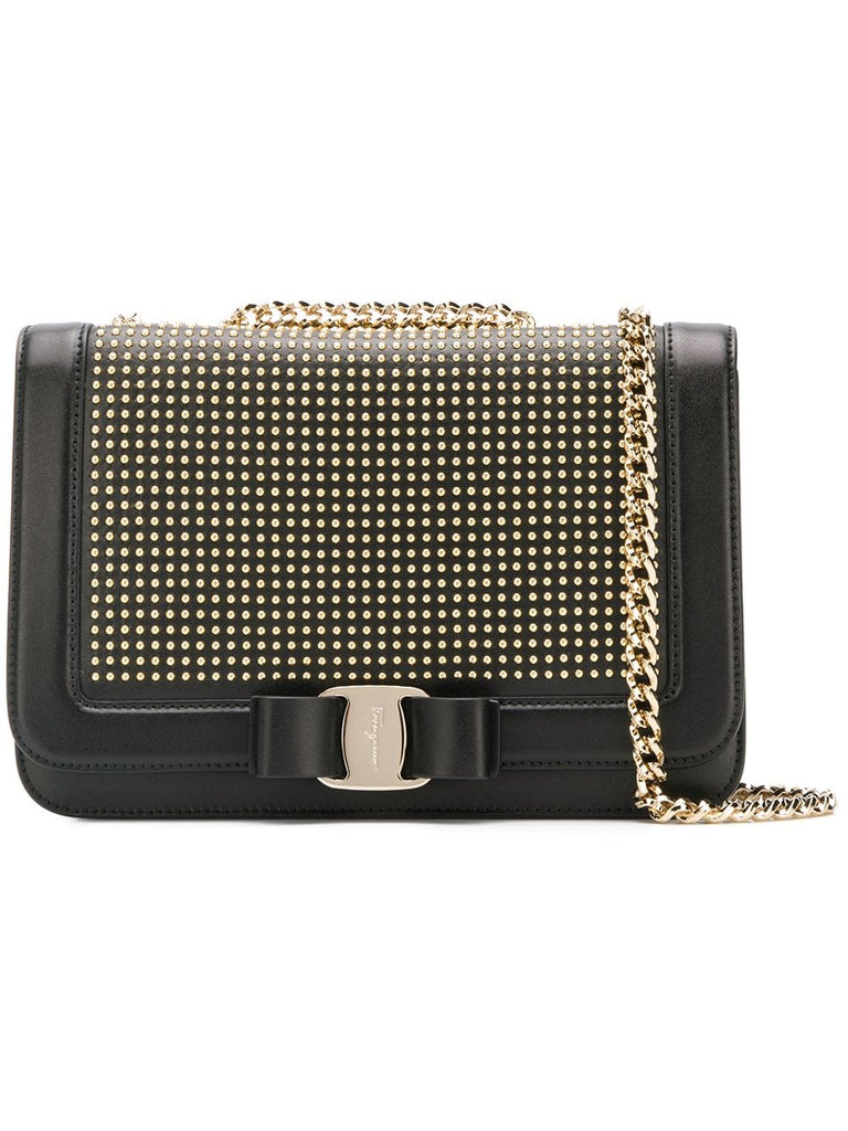 Vara bow studded shoulder bag