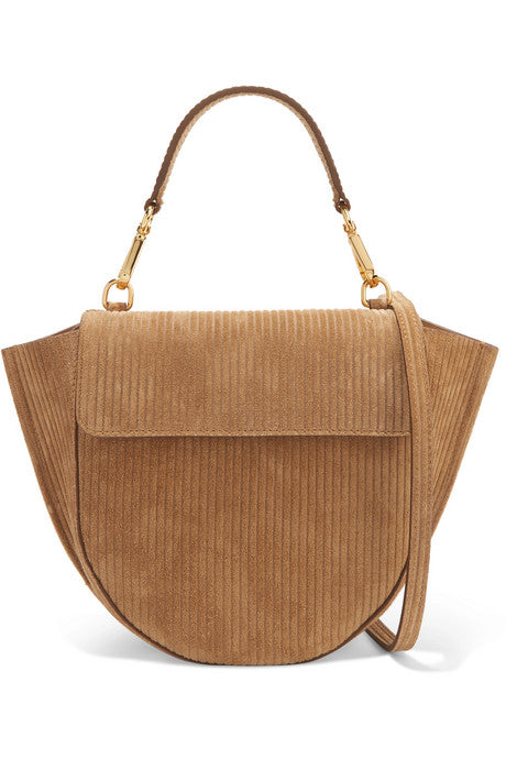 Hortensia mini suede-corduroy shoulder bag