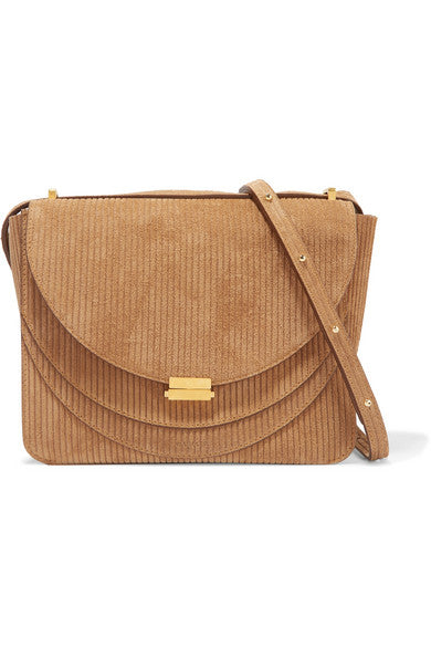 Luna suede-corduroy shoulder bag