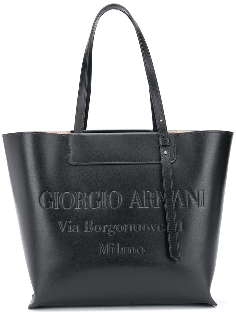 embossed logo tote