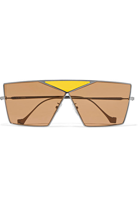 Puzzle large aviator-style gunmetal-tone sunglasses