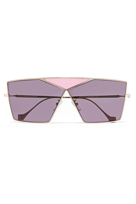 Puzzle large aviator-style gold-tone sunglasses