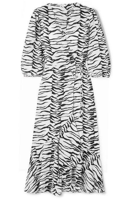 Noleen tiger-print cotton-voile wrap dress