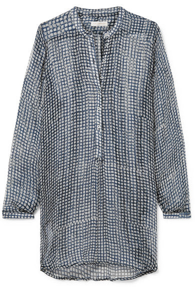 Andrea printed silk-crepon tunic