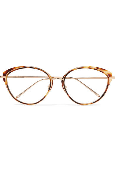 Cat-eye tortoiseshell acetate and rose gold-tone optical glasses