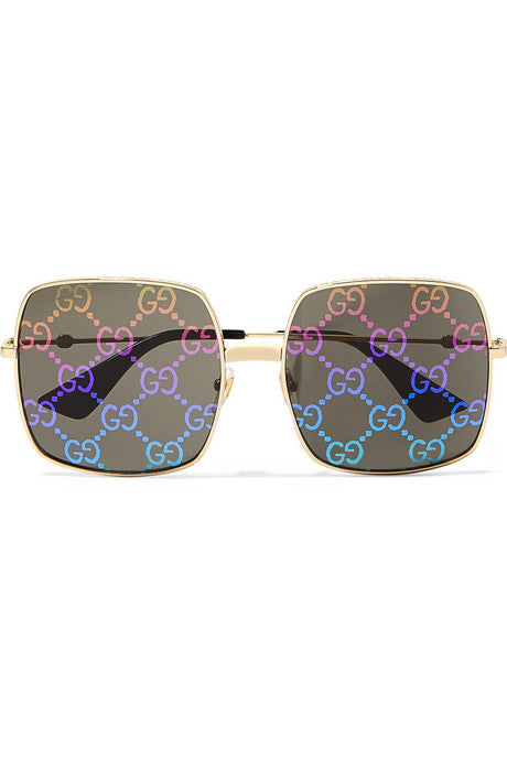 Square-frame gold-tone sunglasses