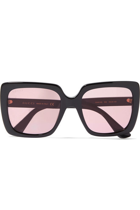 Oversized crystal-embellished square-frame acetate sunglasses