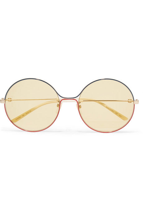 Oversized round-frame gold-tone sunglasses