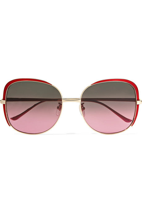 Oversized square-frame acetate and gold-tone sunglasses