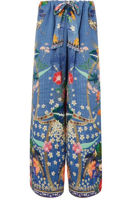 Printed silk crepe de chine wide-leg pants