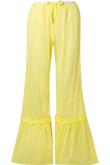 Ruffled satin-jersey flared pants