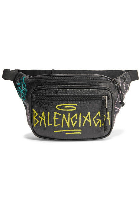 Explorer Graffiti printed textured-leather belt bag