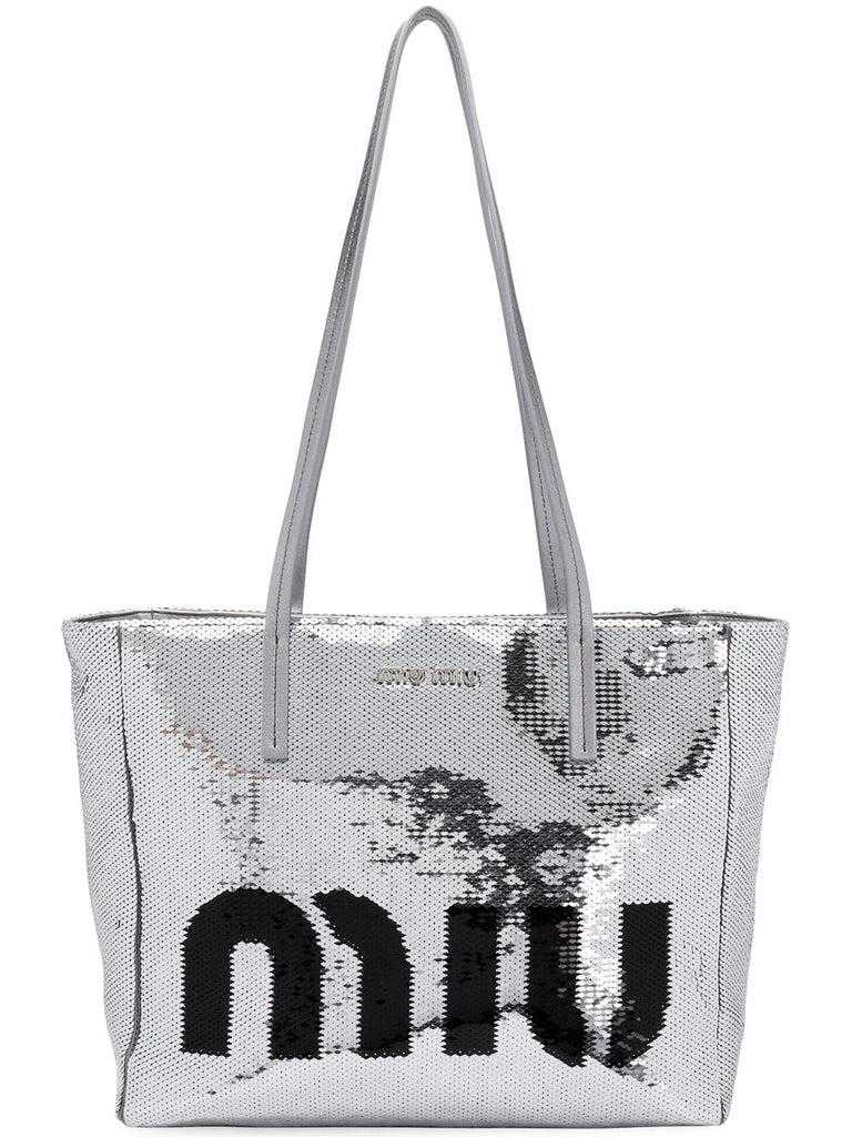 logo sequin tote bag