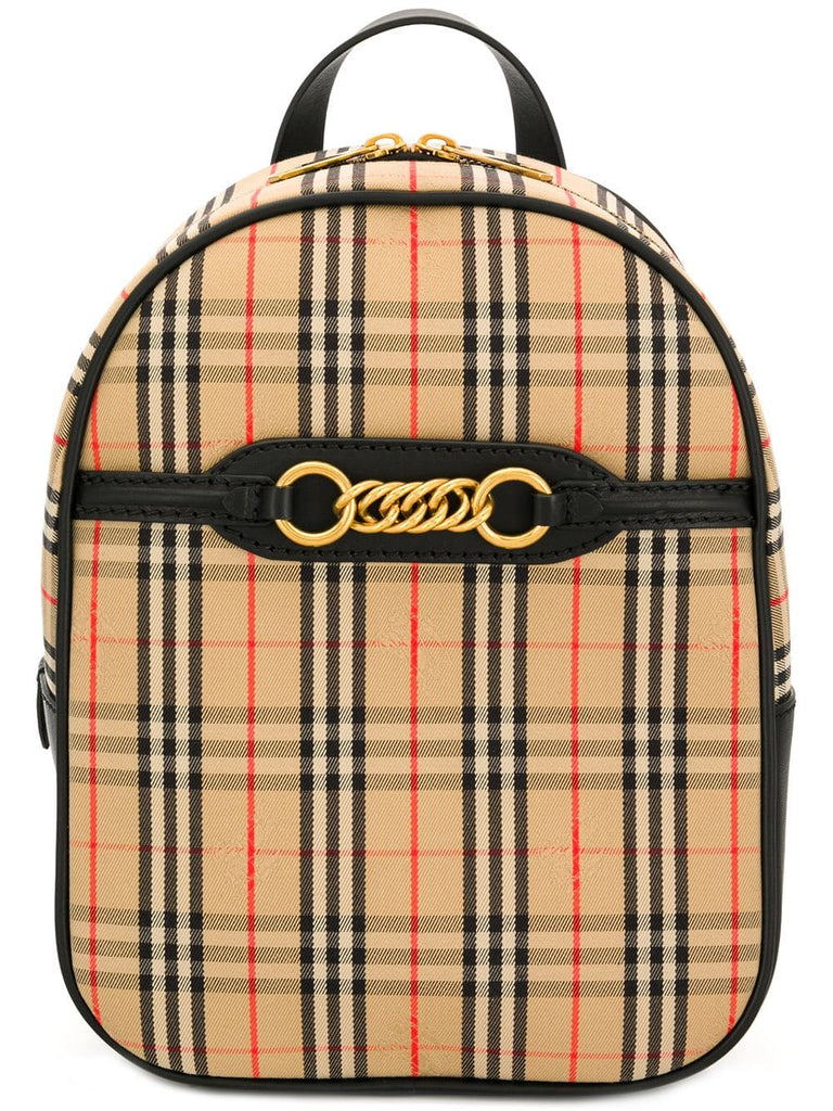 small checked backpack