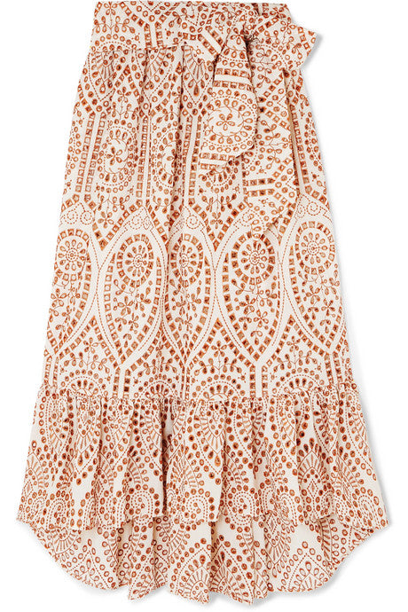 Nicole embroidered broderie anglaise cotton maxi skirt