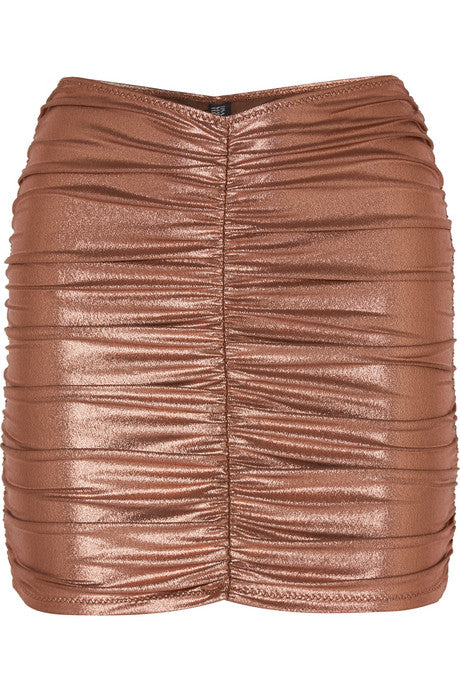 Ruched metallic swim skirt