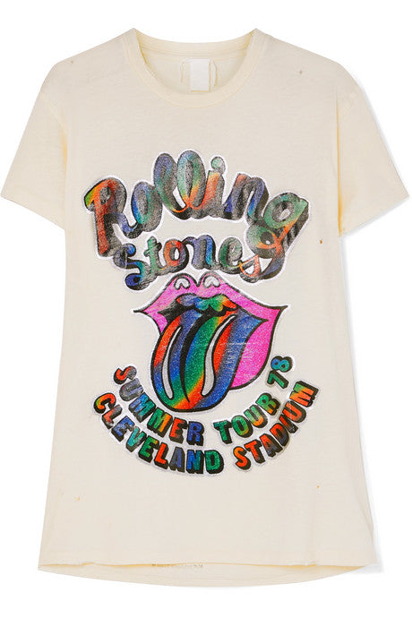 The Rolling Stones distressed printed cotton-jersey T-shirt