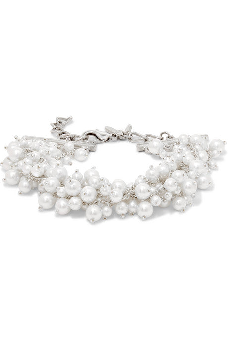 Silver-tone faux pearl bracelet