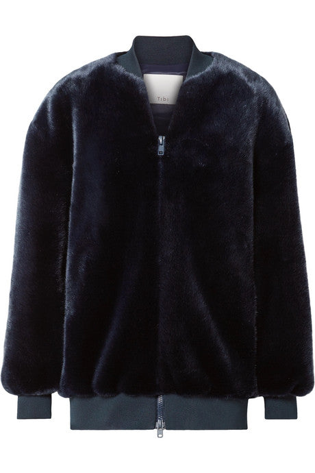 Faux fur bomber jacket